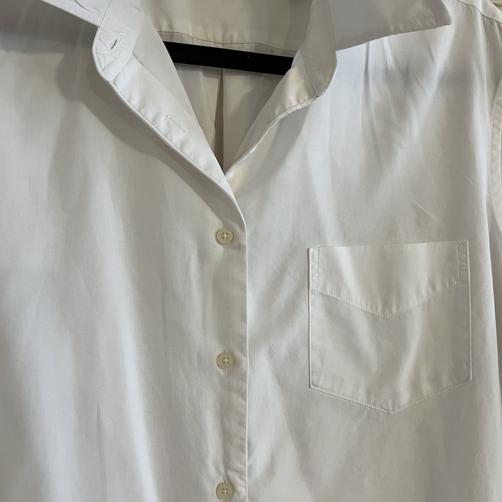 Lauren Ralph Lauren White Cotton Long Sleeve Button Front Tunic Sz L Minimalist